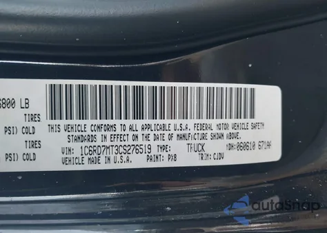 2012 Ram 1500 Sport z USA, uszkodzony, nr VIN 1C6RD7MT3CS276519